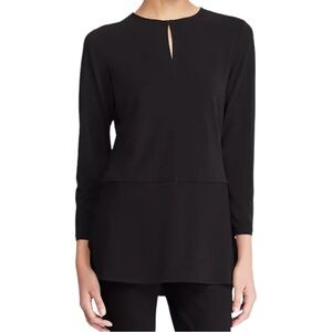 Lauren Ralph Lauren Women’s Black 3/4 Sleeve Keyhole Jersey Top ‎  Sz S